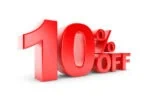 Red 10 percent discount graphic representing a travel eSIM special offer
