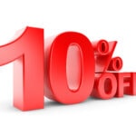 Red 10 percent discount graphic representing a travel eSIM special offer