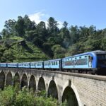 Train crossing the Nine Arch Bridge near Ella Sri Lanka
