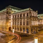 Vienna State Opera illuminated at night in central Vienna, Austria
