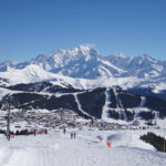 Snow-covered ski slopes near Albertville and the French Alps