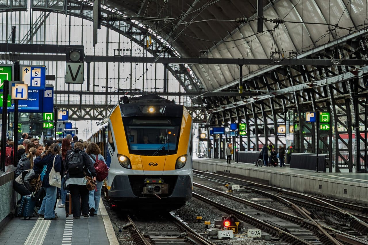 NS Intercity train at Amsterdam Centraal station for the Amsterdam & Region Travel Ticket Guide