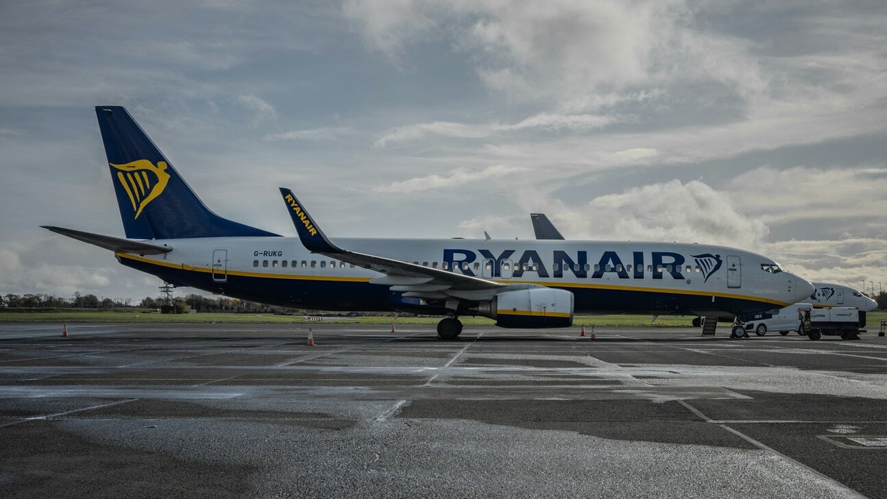 Ryanair aircraft parked at Belfast International Airport