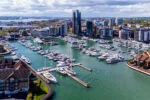 Ocean Village Marina in Southampton with yachts and waterfront buildings