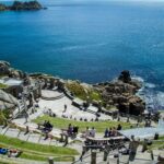 The spectacular Minack Theatre overlooking the Atlantic Ocean near Penzance in Cornwall.
