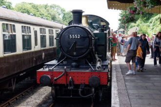 Bodmin Railway steam locomotive at Bodmin General Station in Cornwall
