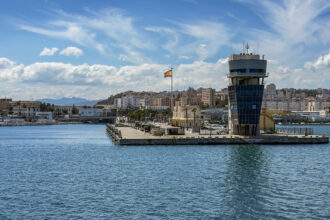 Ceuta Heliport on the waterfront in Ceuta, Spain, used by Hélity helicopter services to Algeciras and Málaga Airport.