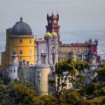 Pena Palace overlooking the hills of Sintra near Lisbon, Portugal