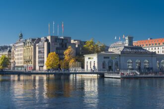 Geneva city waterfront near the city centre