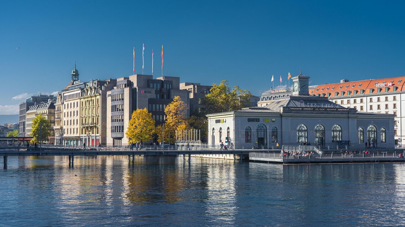 Geneva city waterfront near the city centre