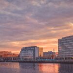 Belfast city skyline viewed across the River Lagan