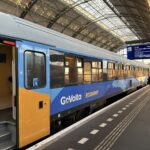 GoVolta Economy Class train waiting at Amsterdam Centraal station before departure to Berlin