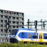 NS train travelling through the Netherlands for the Holland Travel Ticket Guide