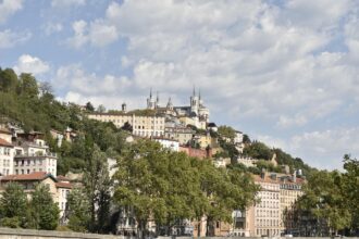 Lyon skyline and Basilica of Notre-Dame de Fourvière