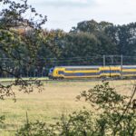 NS Intercity train travelling through the Dutch countryside for the NS Day Ticket Guide