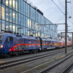 ÖBB Nightjet sleeper train standing at Salzburg Hauptbahnhof ready for an overnight departure across Europe.