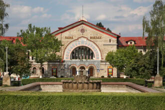 Chișinău Railway Station in Moldova, the main rail hub for international trains to Bucharest and Kyiv.