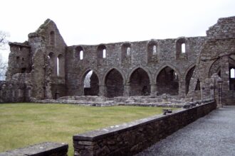 Medieval abbey ruins at Jerpoint Abbey featured in the OPW Heritage Card Guide