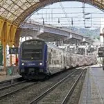 TER regional train at Nice-Ville Station on the French Riviera, part of the rail network covered by the Pass SudAzur transport pass.