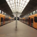 CP regional trains waiting at Porto São Bento Station in Portugal.