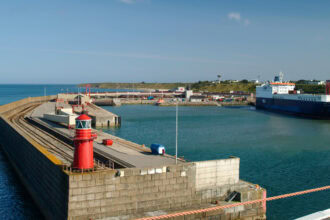 Rosslare Europort viewed from an arriving ferry