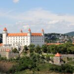 Bratislava Castle standing above the historic centre of Bratislava with views across Slovakia's capital city.