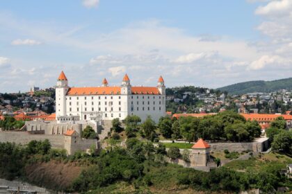 Bratislava Castle standing above the historic centre of Bratislava with views across Slovakia's capital city.