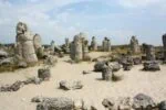 Limestone stone pillars at the Stone Forest near Varna, Bulgaria.