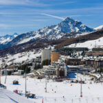 Snow-covered ski resort in the Italian Alps near Turin