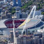 Aerial view of Wembley Stadium in north-west London