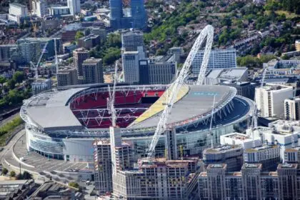 Aerial view of Wembley Stadium in north-west London