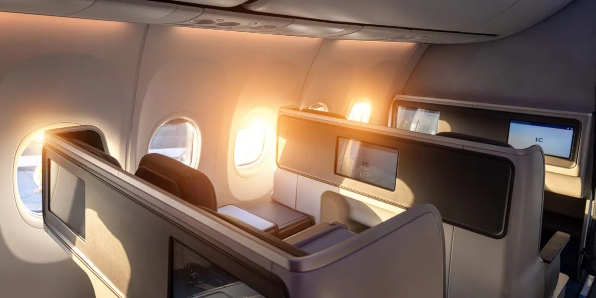 Business class airline suite illustrating reward flights and points travel using Seats.aero and Rooms.aero