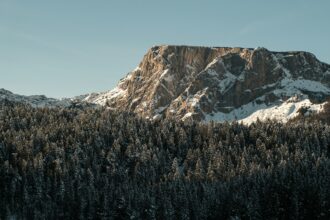 Durmitor mountain peaks covered in winter snow