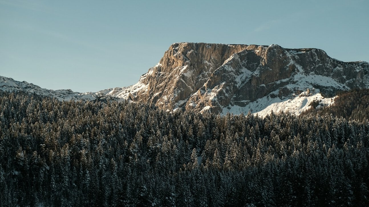 Durmitor mountain peaks covered in winter snow