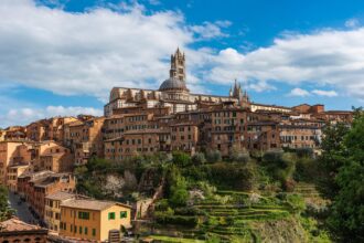 Panoramic view of Siena with its cathedral dominating the skyline