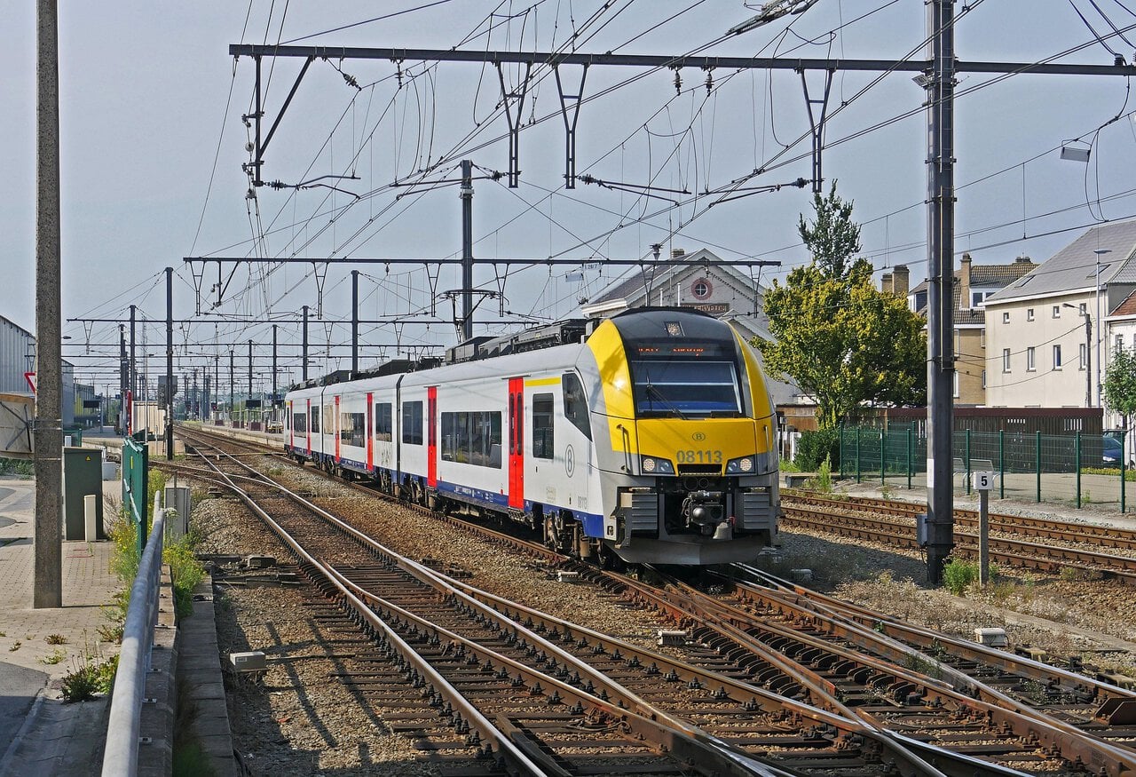 Belgian SNCB train travelling through Belgium