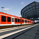 Deutsche Bahn regional train at a modern station in Germany