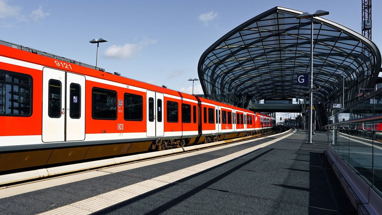 Deutsche Bahn regional train at a modern station in Germany