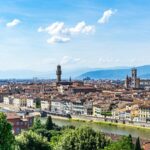 Panoramic skyline of Florence with Florence Cathedral and the River Arno