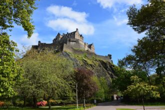 Edinburgh Castle overlooking Princes Street Gardens