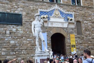 Replica of Michelangelo's David outside Palazzo Vecchio in Piazza della Signoria