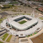 Aerial view of Allianz Stadium, home of Juventus FC, in Turin, Italy.