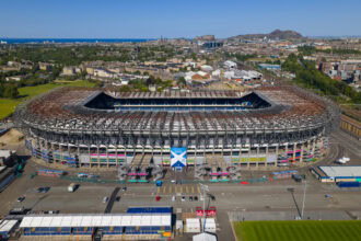 Scottish Gas Murrayfield Stadium in Edinburgh viewed from above