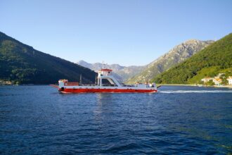 Kamenari–Lepetane car ferry crossing the Bay of Kotor