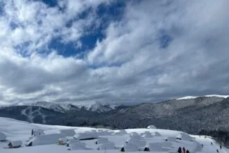 Snow-covered ski slopes in Kolašin during winter