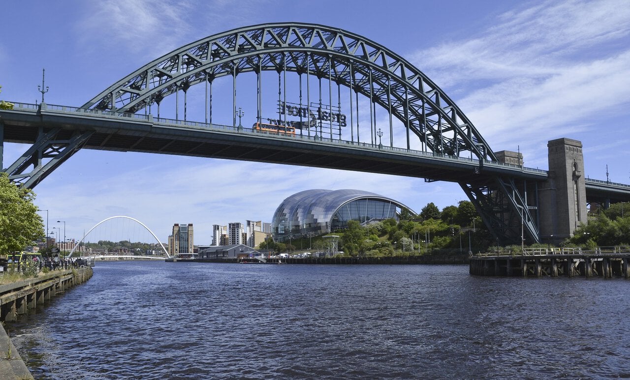 The Tyne Bridge spanning the River Tyne with Newcastle Quayside beyond