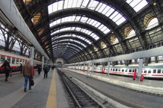 InterCity Notte trains waiting at Milano Centrale station