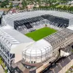 Aerial view of St James' Park, home of Newcastle United Football Club
