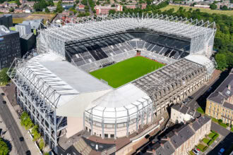 Aerial view of St James' Park, home of Newcastle United Football Club