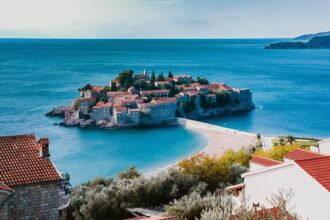 The island village of Sveti Stefan on Montenegro's Adriatic coast
